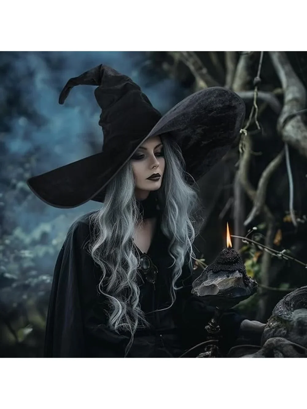 Oversized Ruched Witch Hat for Women, Halloween Costume